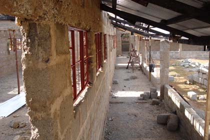 The roofing material fixed onto the classrooms
