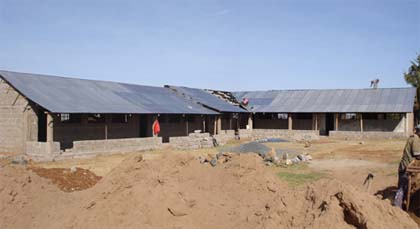 The roofing material fixed onto the classrooms